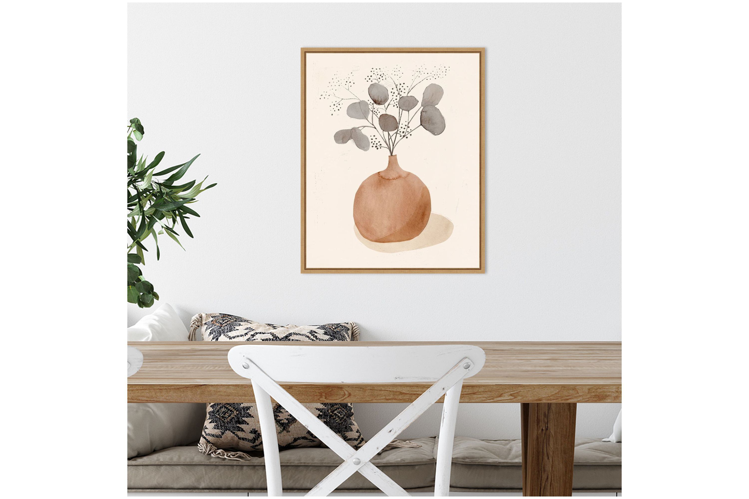 La Planta I (Floral Vase) Framed Canvas Wall Art Print