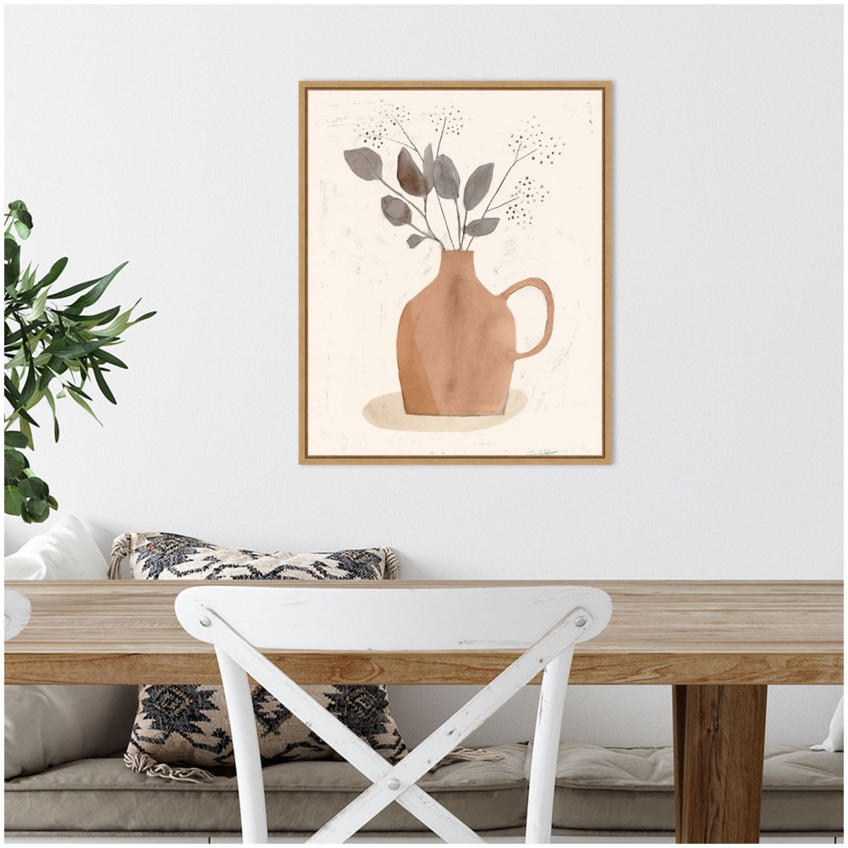 La Planta II (Floral Vase) Framed Canvas Wall Art Print