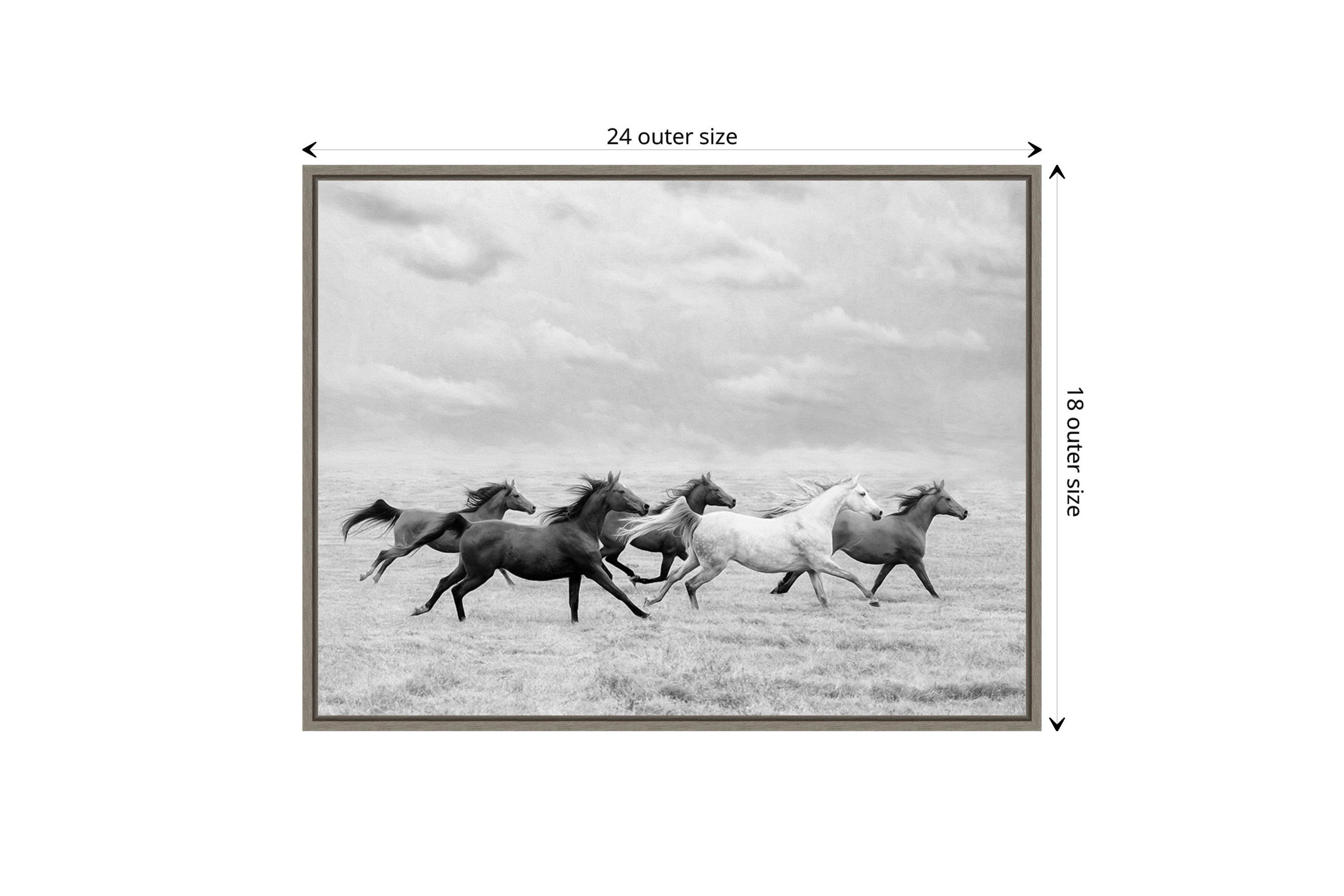 Horse Run I Framed Canvas Wall Art Print