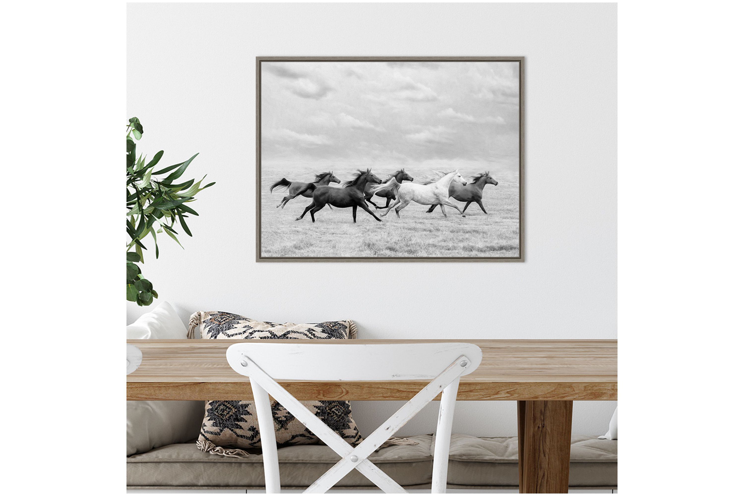 Horse Run I Framed Canvas Wall Art Print