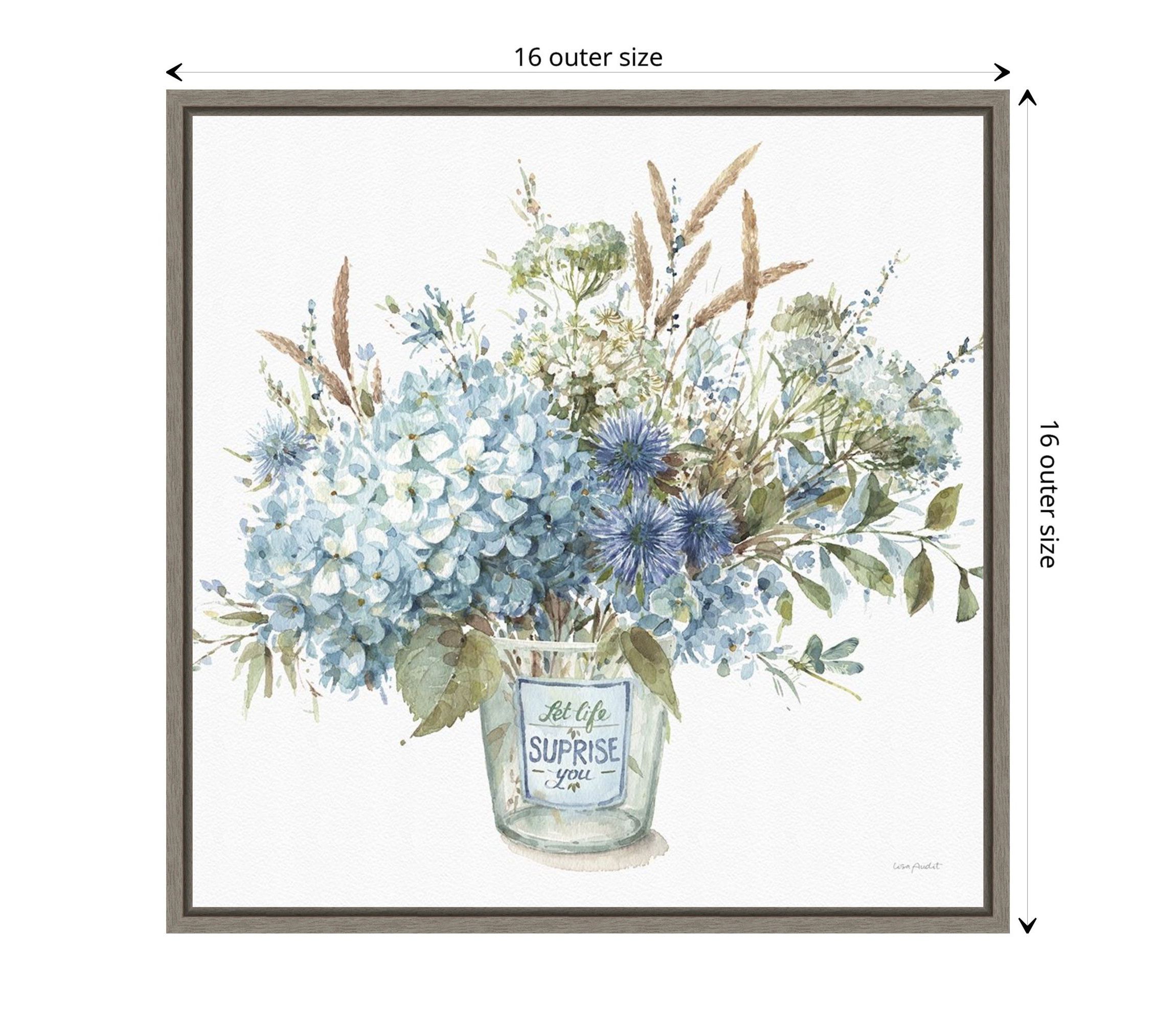 Bohemian Blue 02B (Floral Vase) Framed Canvas Wall Art Print