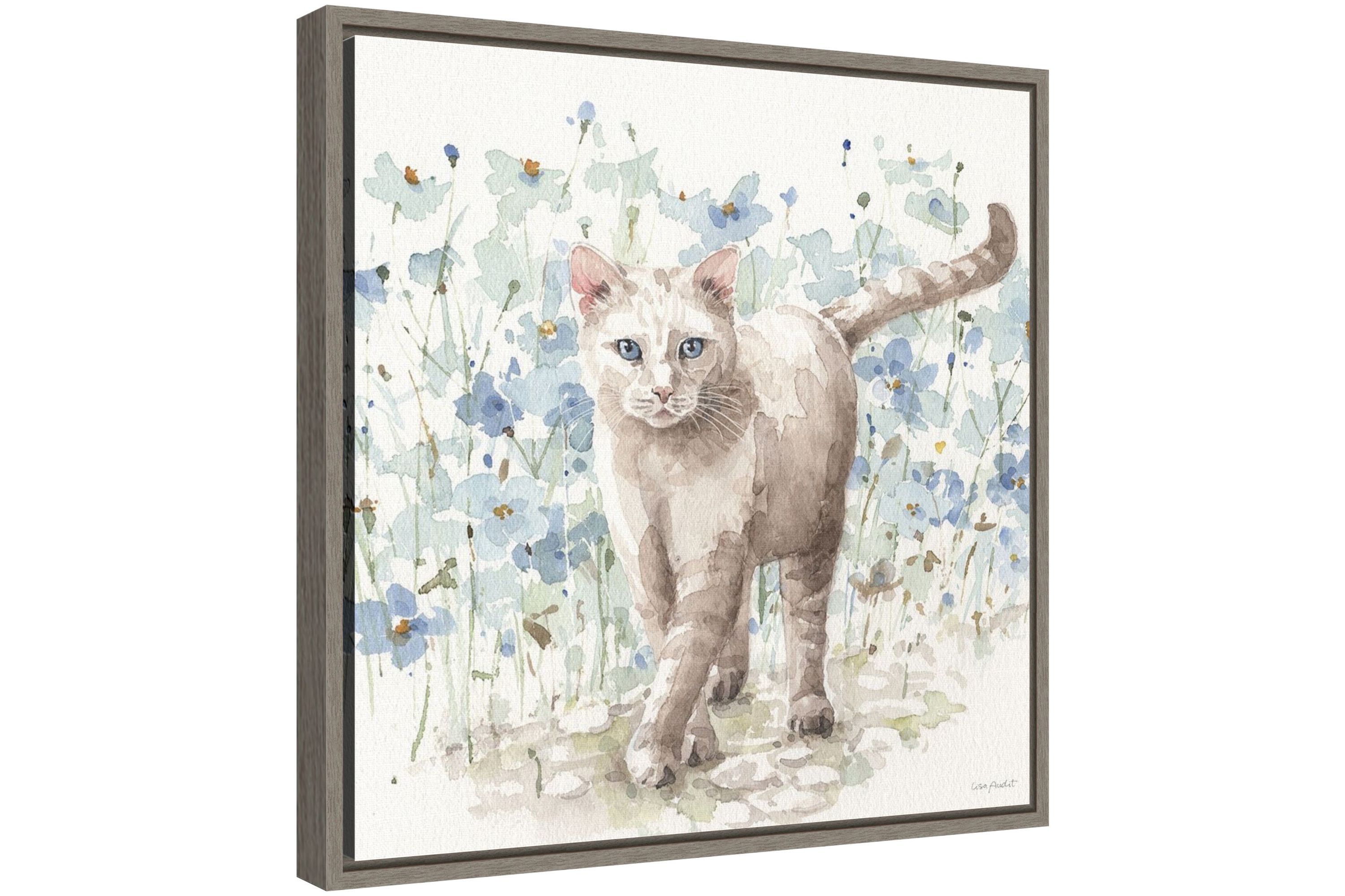 Bohemian Blue Cat I Framed Canvas Wall Art Print