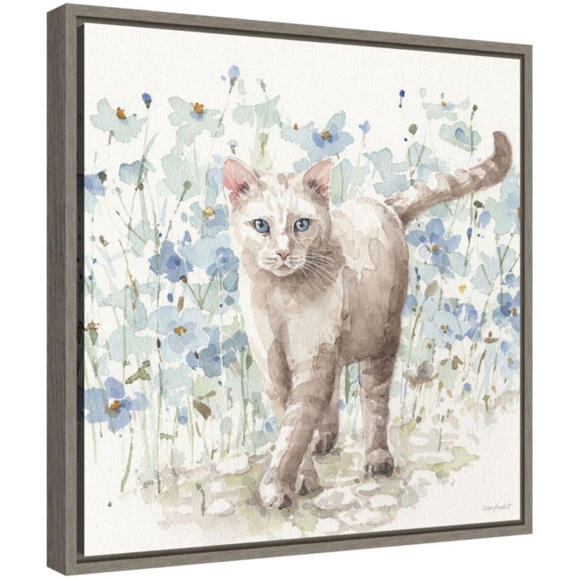 Bohemian Blue Cat I Framed Canvas Wall Art Print