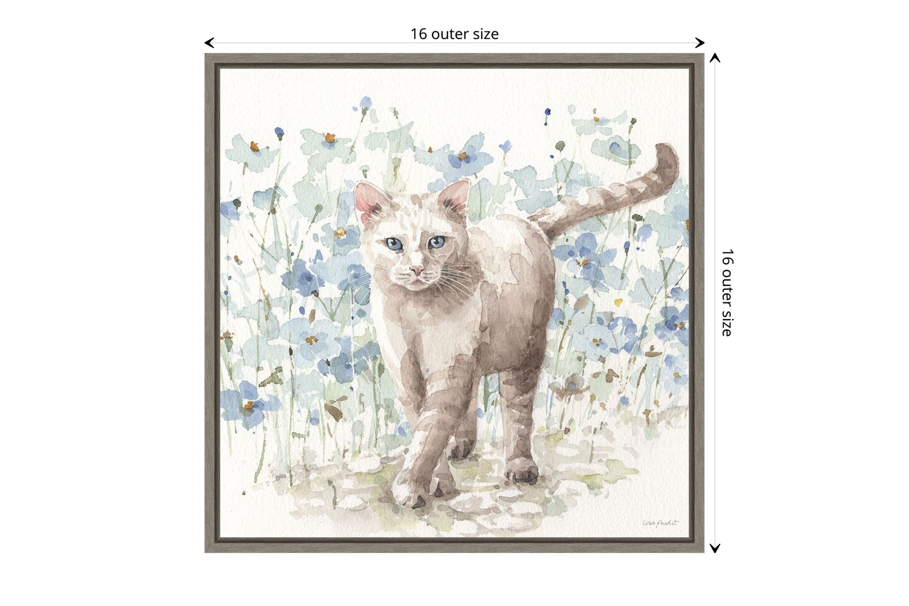 Bohemian Blue Cat I Framed Canvas Wall Art Print