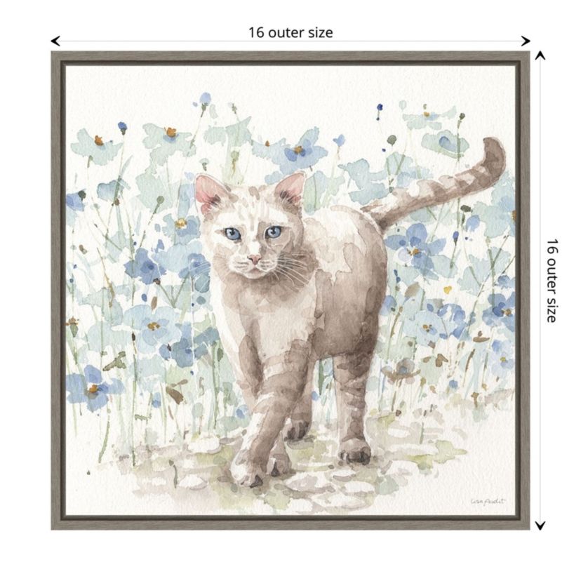 Bohemian Blue Cat I Framed Canvas Wall Art Print