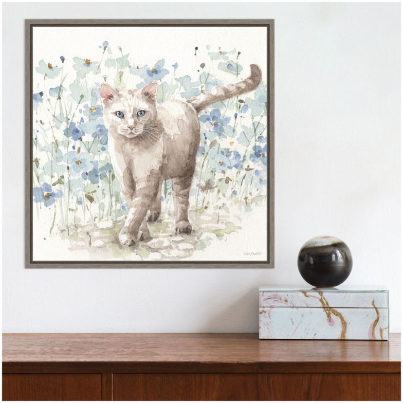 Bohemian Blue Cat I Framed Canvas Wall Art Print