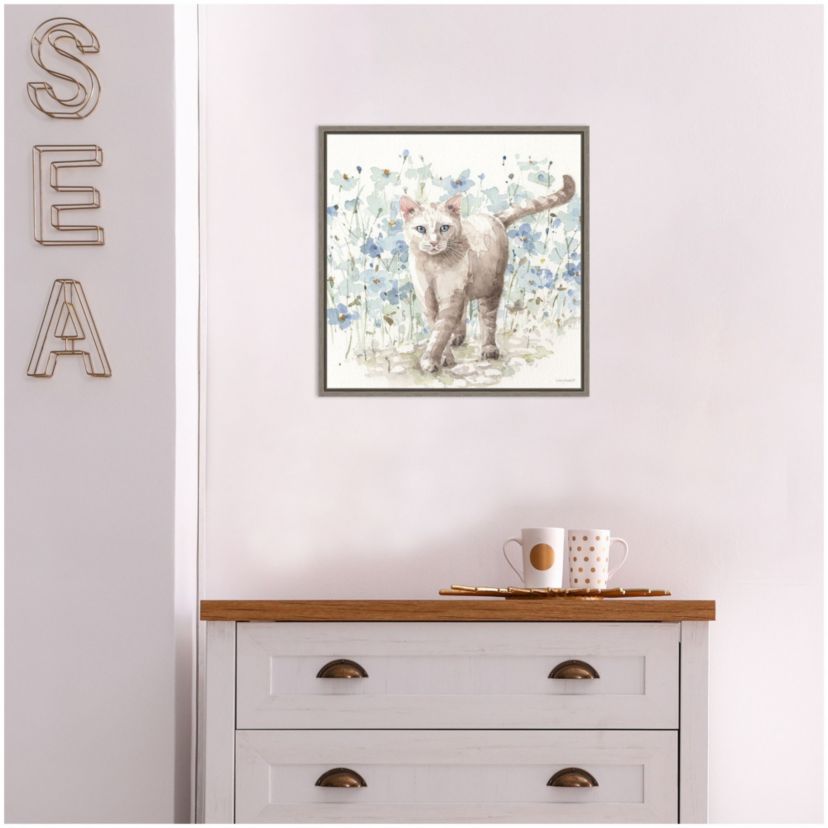 Bohemian Blue Cat I Framed Canvas Wall Art Print