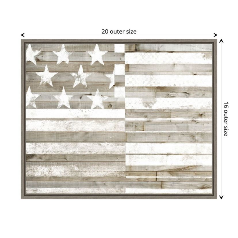 American Flag (Rustic) Framed Canvas Wall Art Print