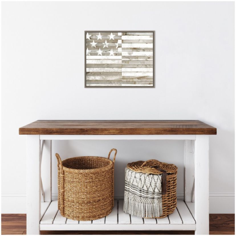 American Flag (Rustic) Framed Canvas Wall Art Print