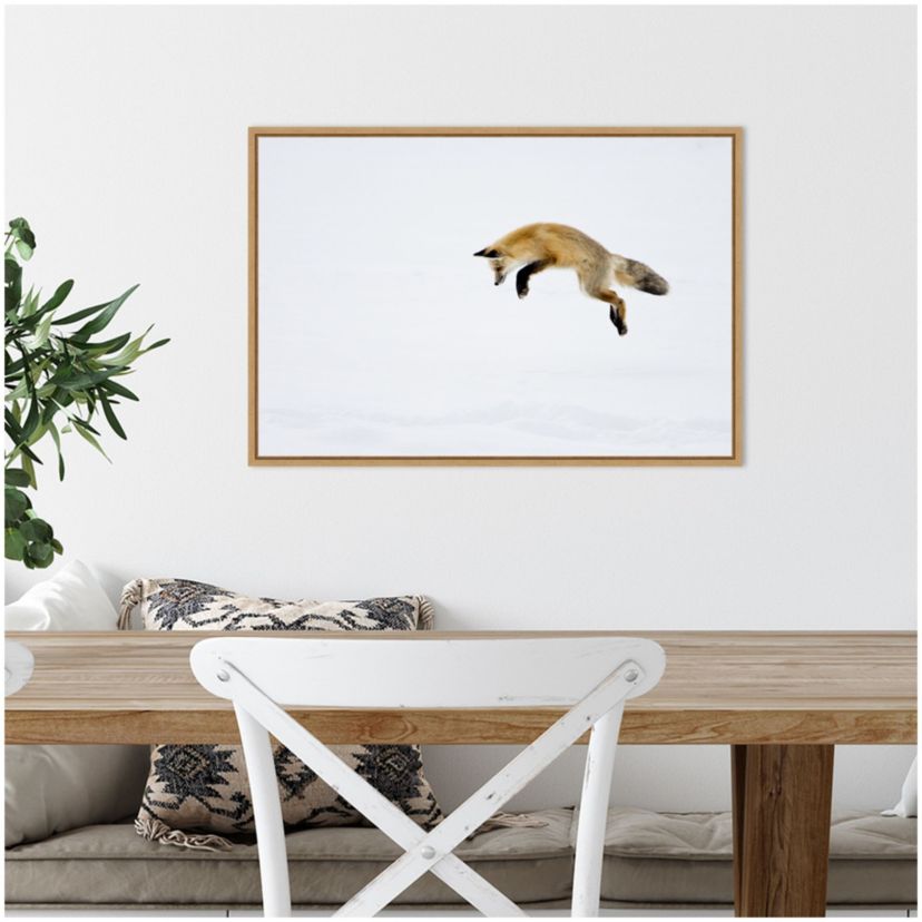 Red Fox in Snow Framed Canvas Wall Art Print