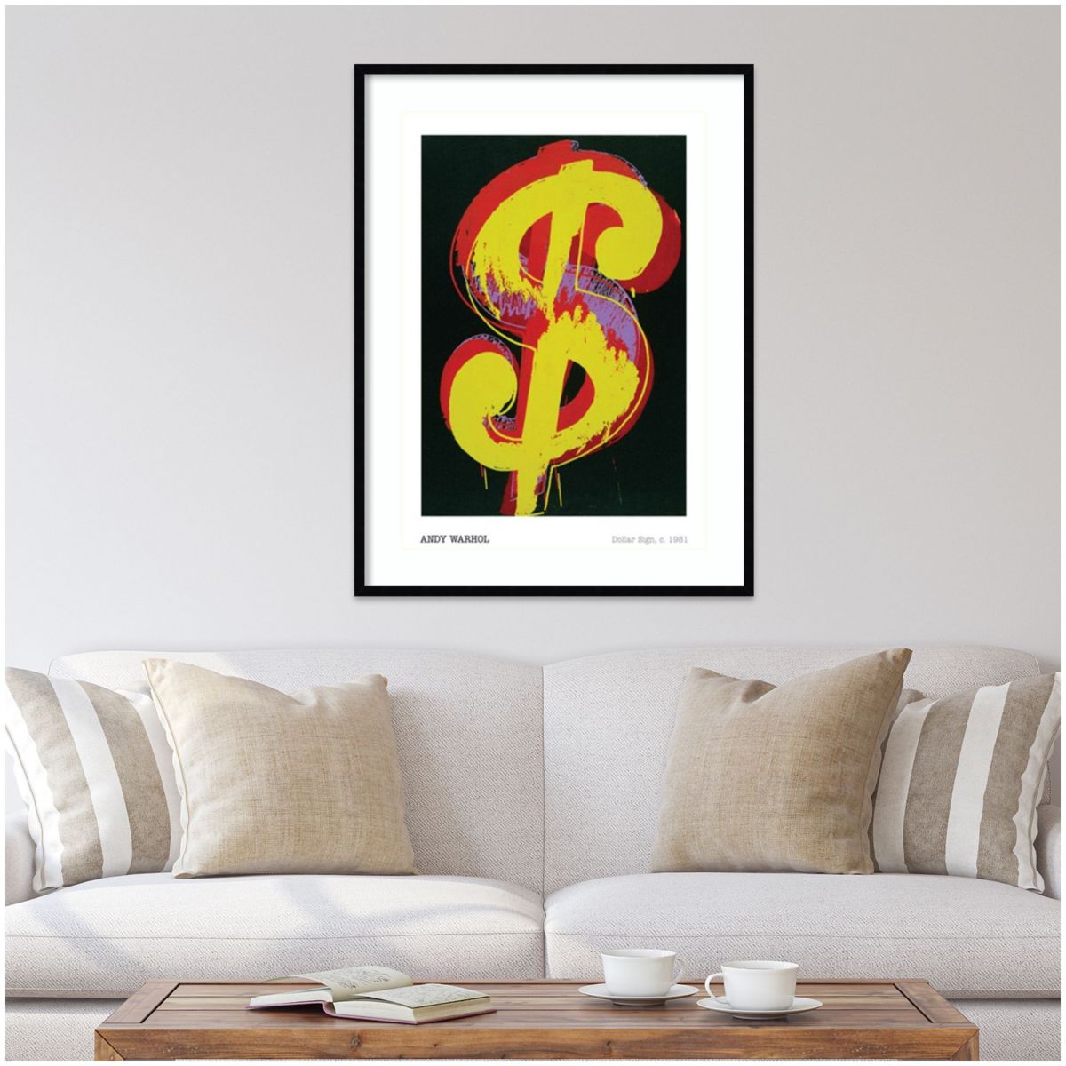 Dollar Sign 1981 by Andy Warhol Wood Framed Wall Art Print
