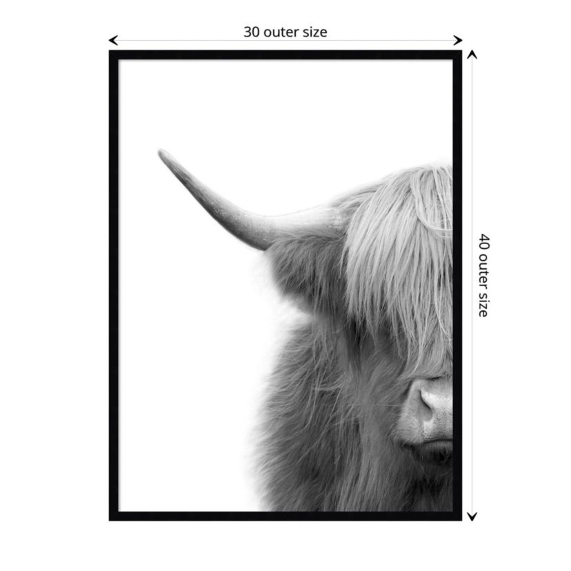 Hey Dude Highland Cow by The Creative Bunch Studio Wood Framed Wall Art Print