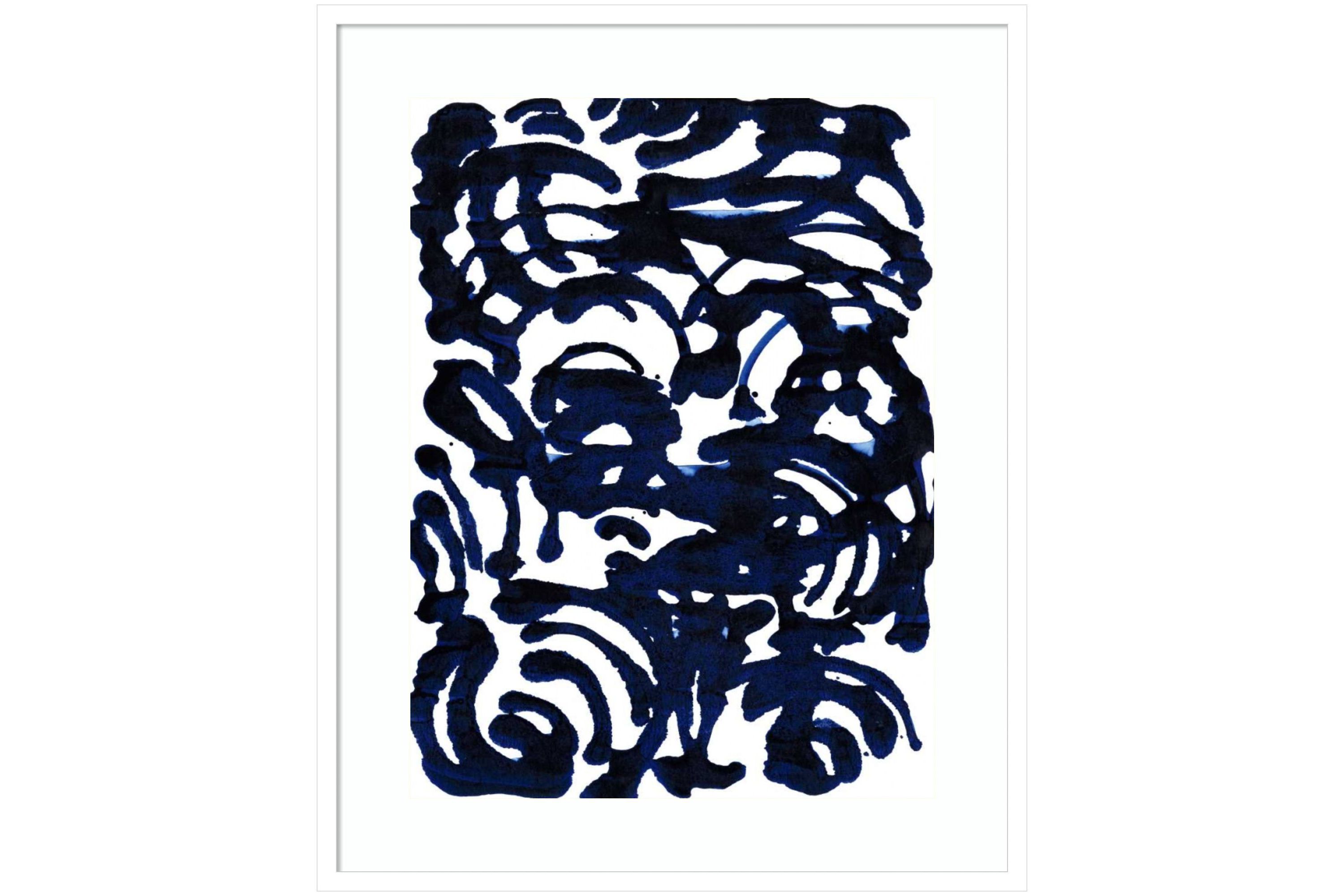 Indigo Swirls II by Jodi Fuchs Wood Framed Wall Art Print