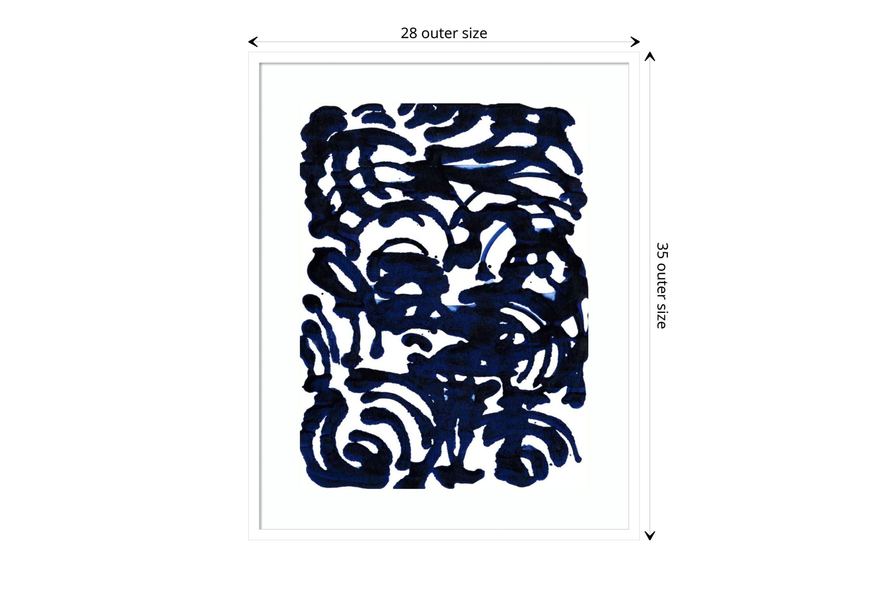 Indigo Swirls II by Jodi Fuchs Wood Framed Wall Art Print