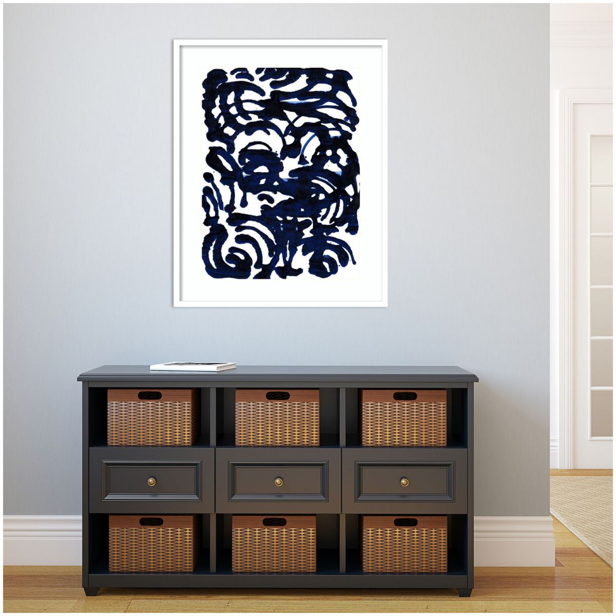 Indigo Swirls II by Jodi Fuchs Wood Framed Wall Art Print