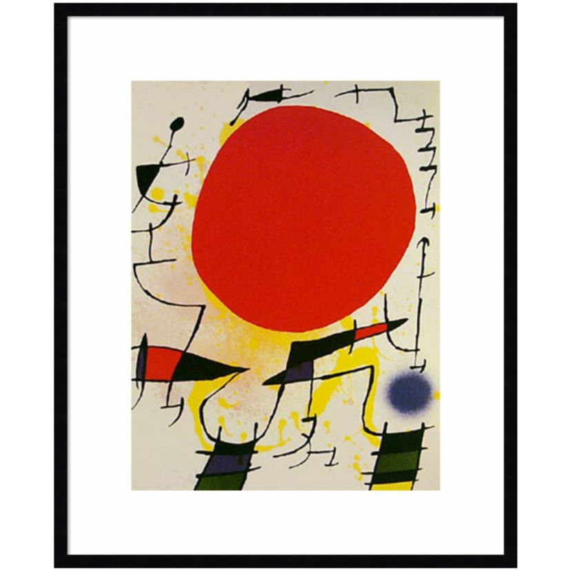 Le Soliel Rouge (The Red Sun) by Joan Miro Wood Framed Wall Art Print