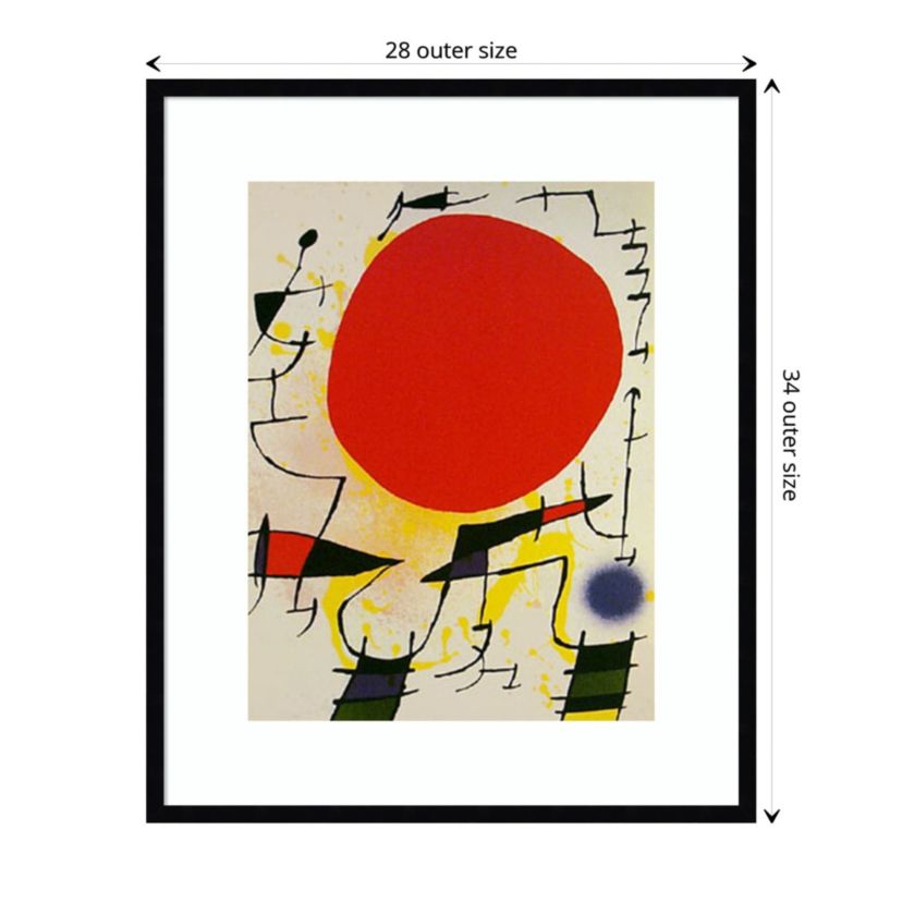 Le Soliel Rouge (The Red Sun) by Joan Miro Wood Framed Wall Art Print