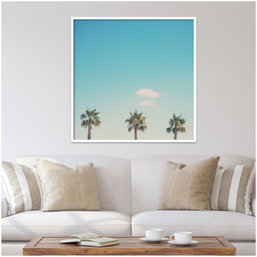 A Trio Of Palm Trees by Laura Evans Wood Framed Wall Art Print