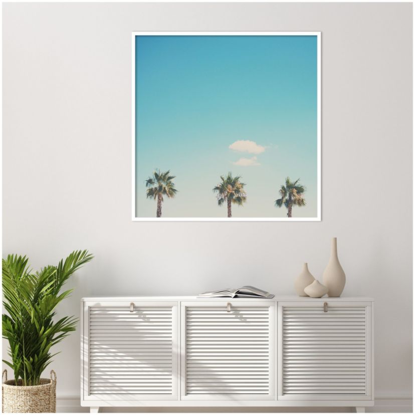 A Trio Of Palm Trees by Laura Evans Wood Framed Wall Art Print