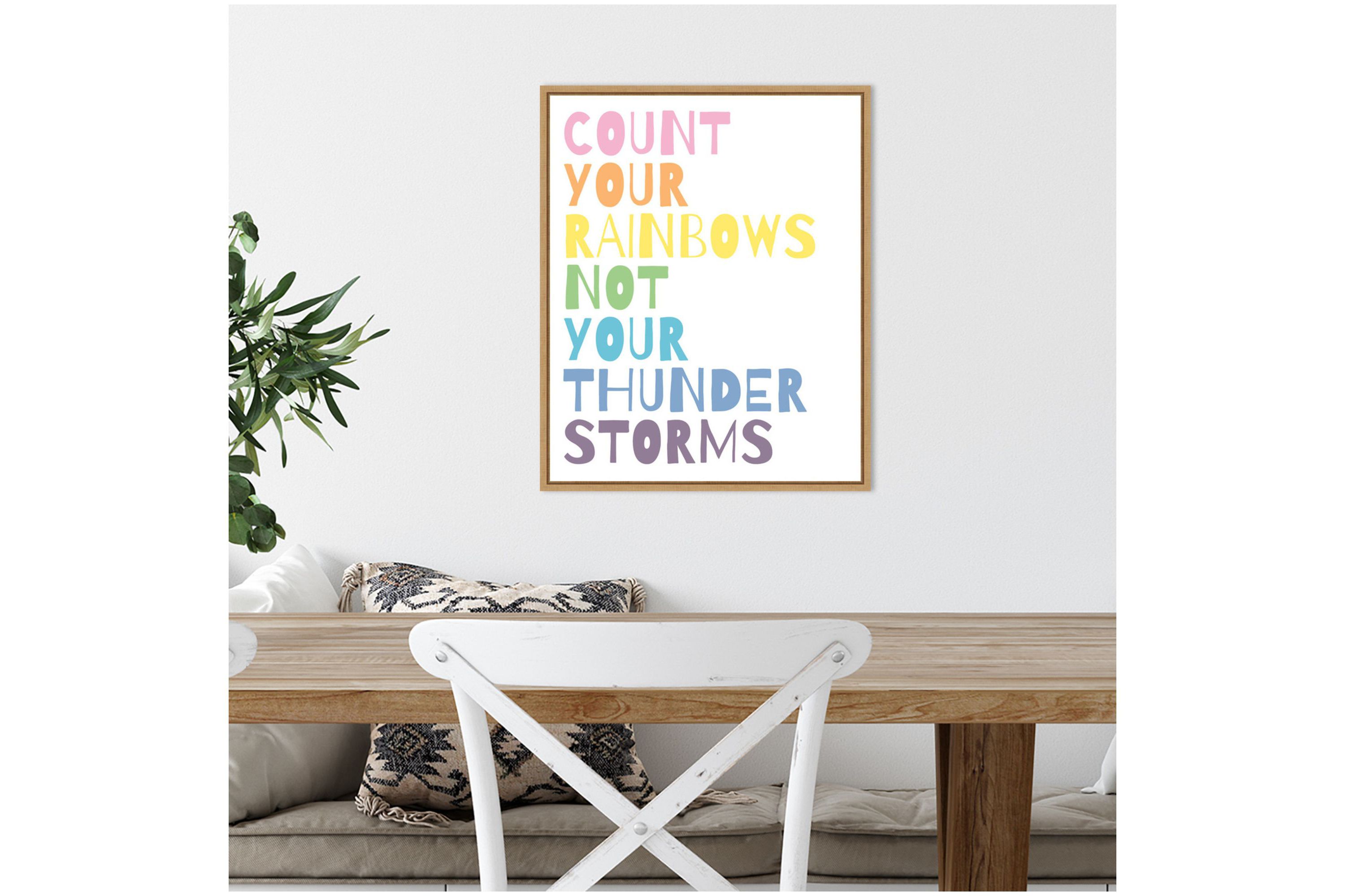 Count Your Rainbows Framed Canvas Wall Art Print