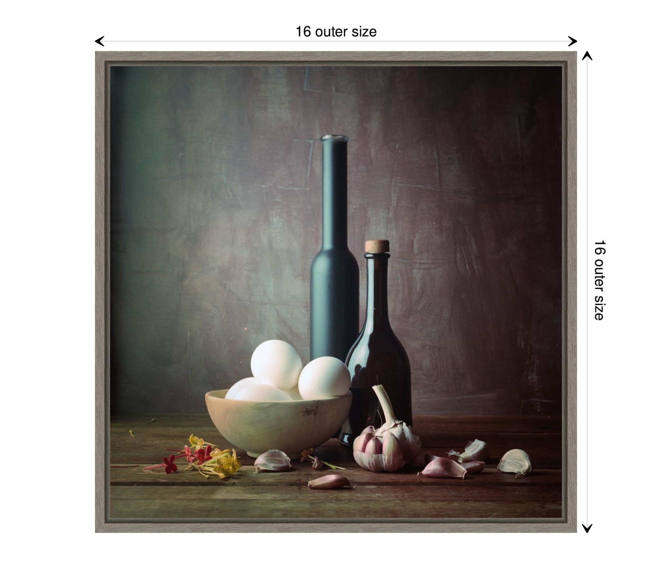 Kitchen Eggs and Bottles Still Life Framed Canvas Wall Art Print