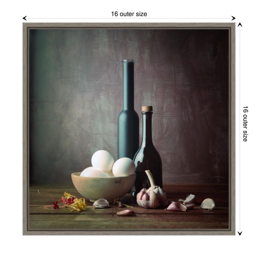 Kitchen Eggs and Bottles Still Life Framed Canvas Wall Art Print