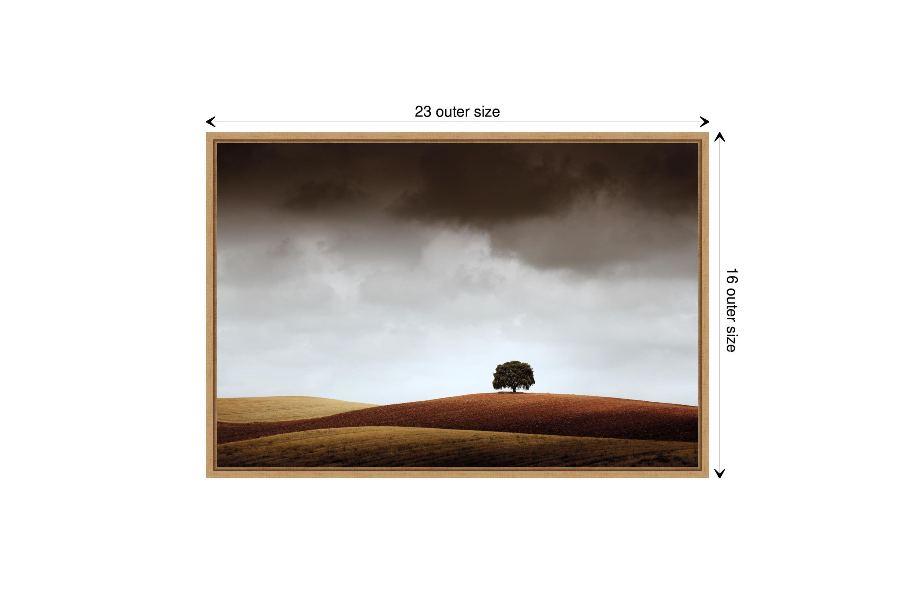 Distant Tree and Horizon Framed Canvas Wall Art Print
