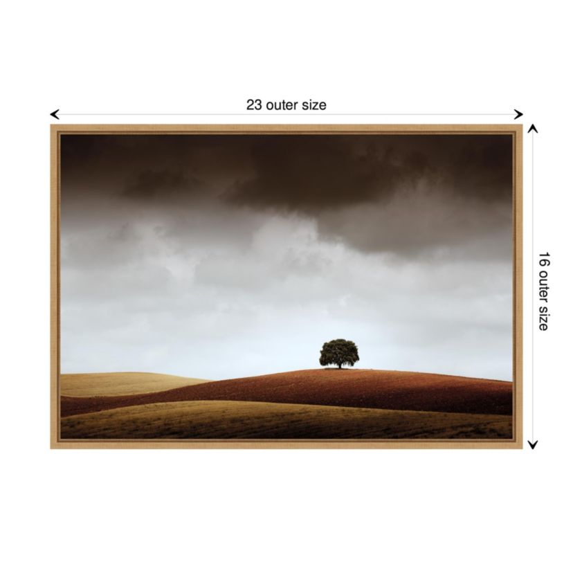 Distant Tree and Horizon Framed Canvas Wall Art Print