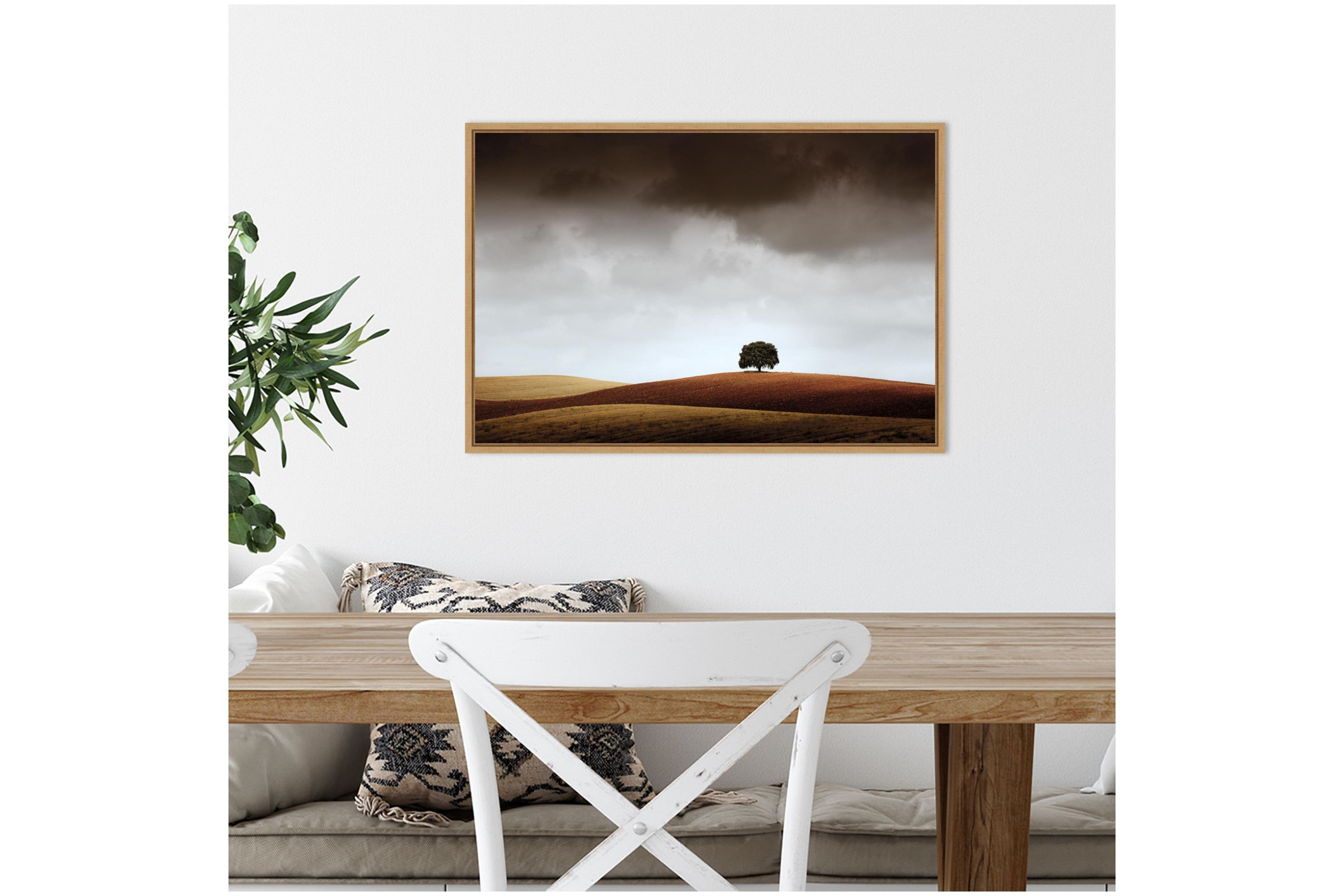 Distant Tree and Horizon Framed Canvas Wall Art Print