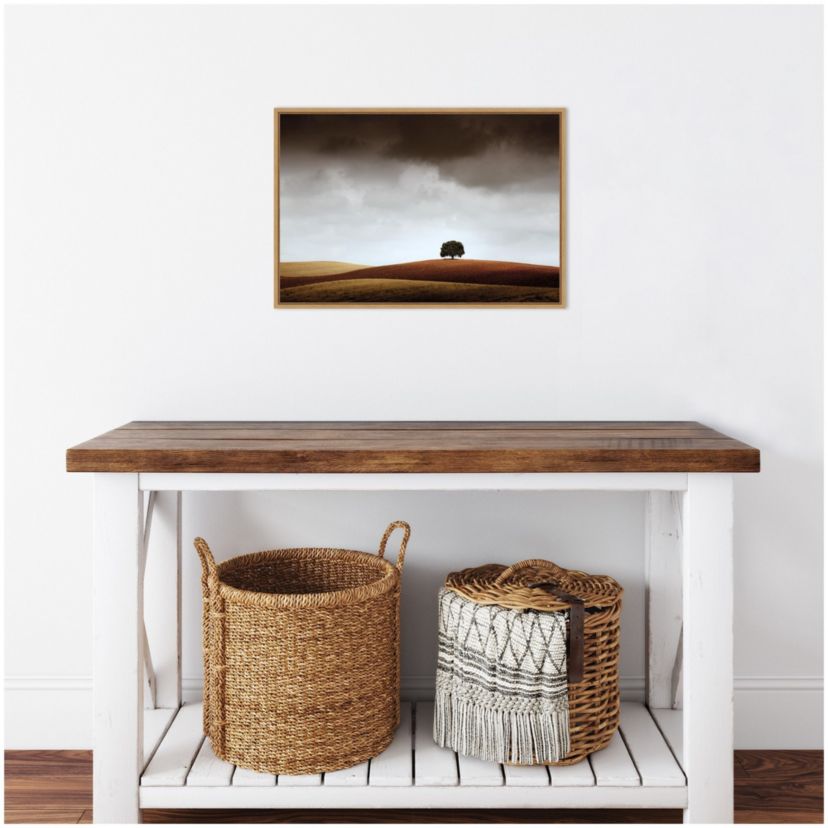 Distant Tree and Horizon Framed Canvas Wall Art Print