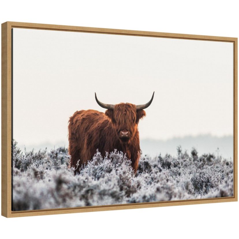 Highlander Horns Framed Canvas Wall Art Print