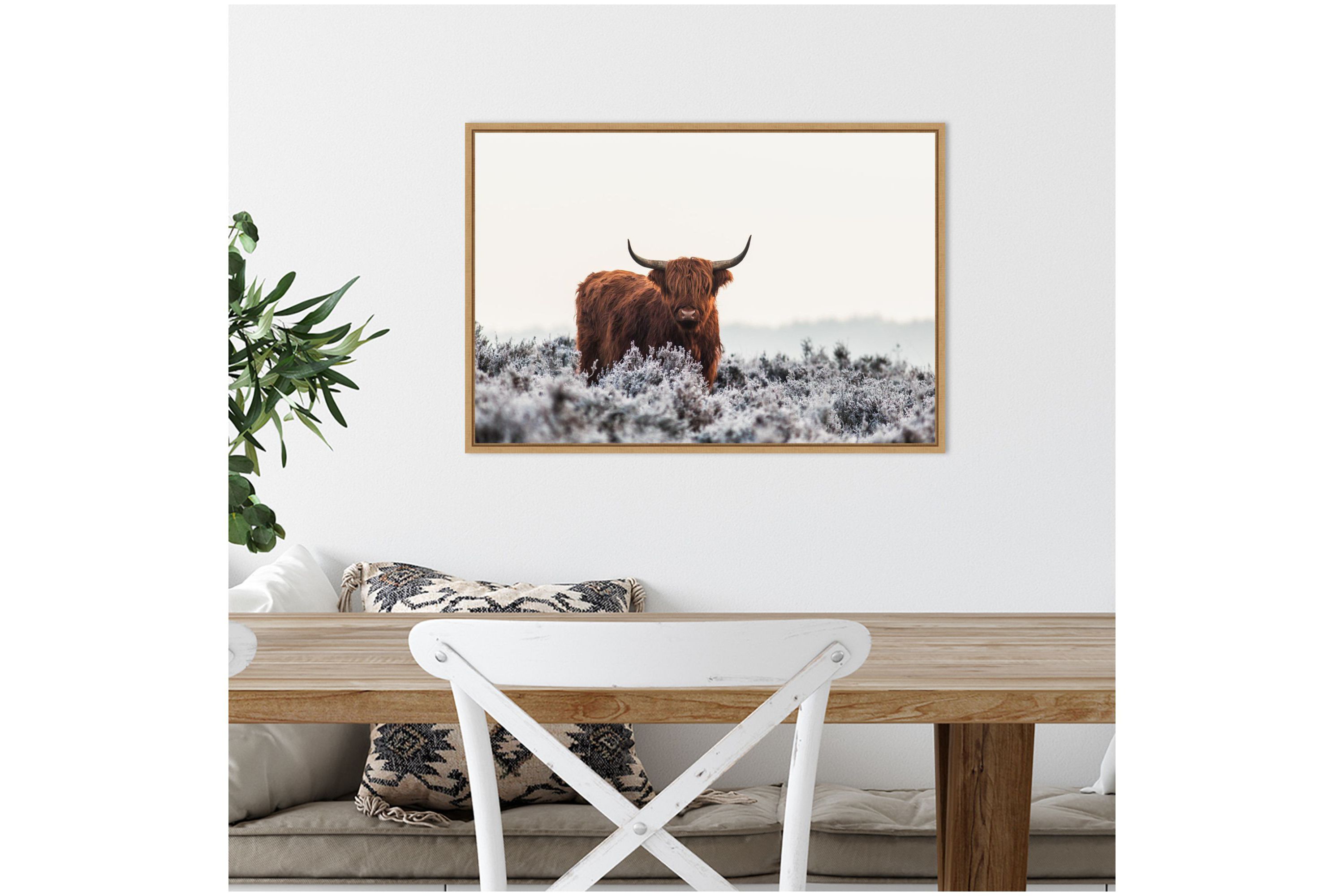 Highlander Horns Framed Canvas Wall Art Print
