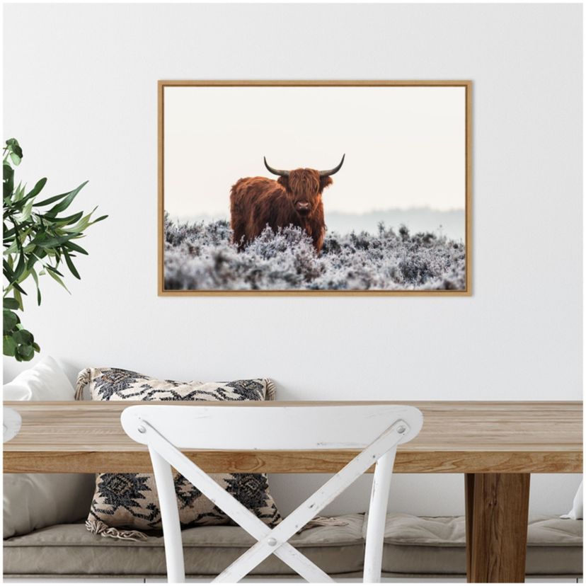 Highlander Horns Framed Canvas Wall Art Print