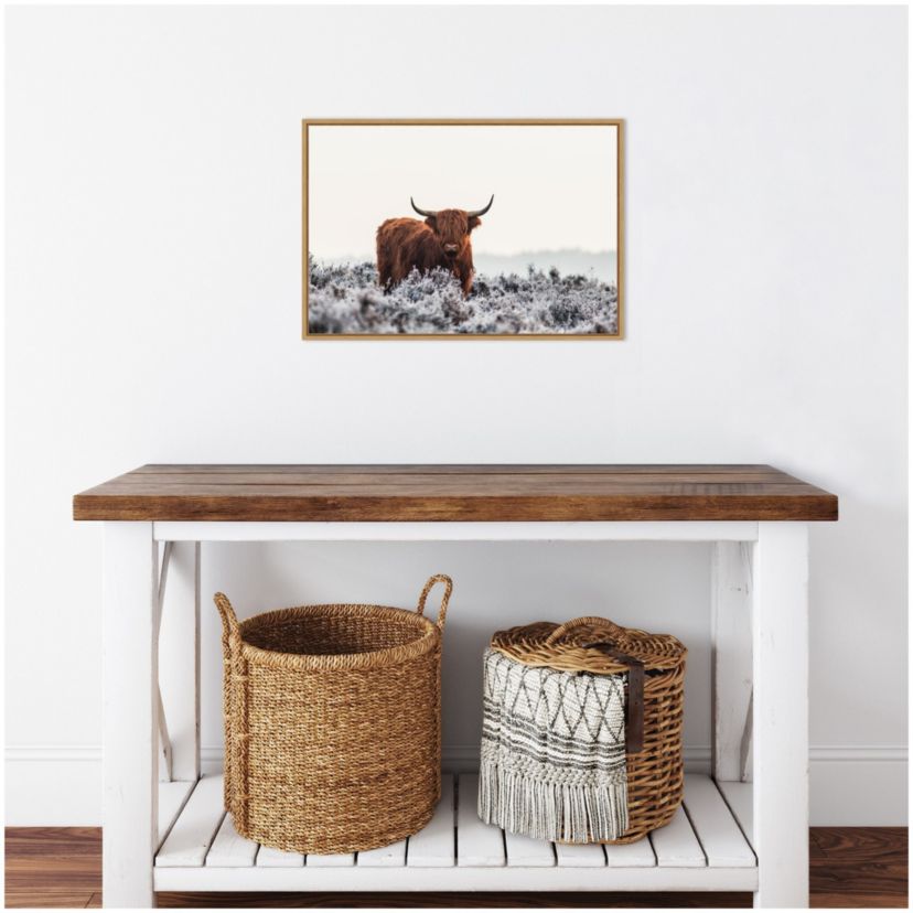Highlander Horns Framed Canvas Wall Art Print
