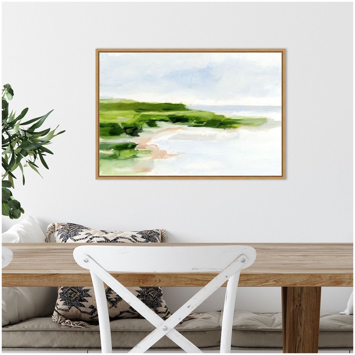 Blush Sandy Beach I Framed Canvas Wall Art Print
