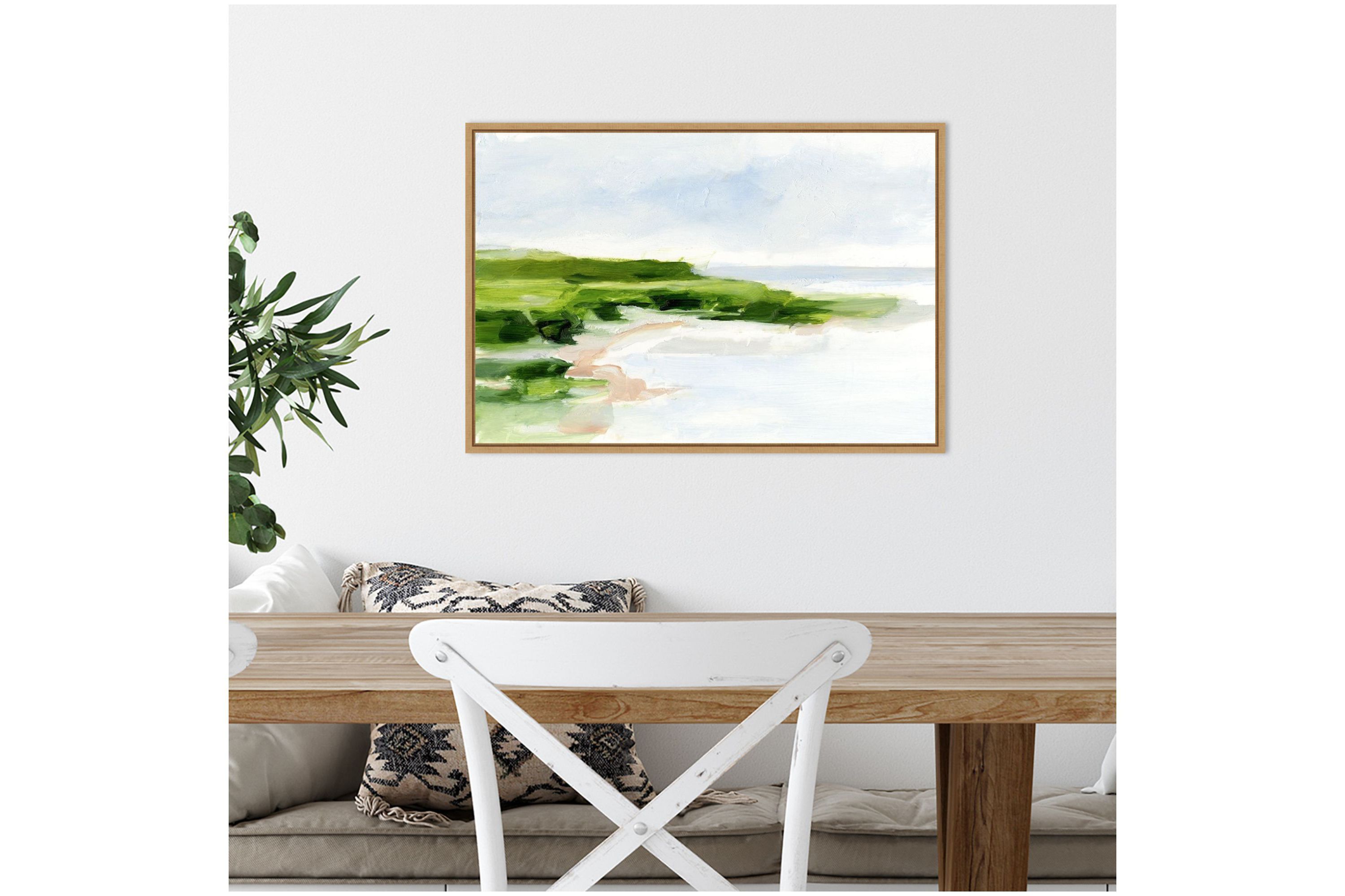 Blush Sandy Beach I Framed Canvas Wall Art Print