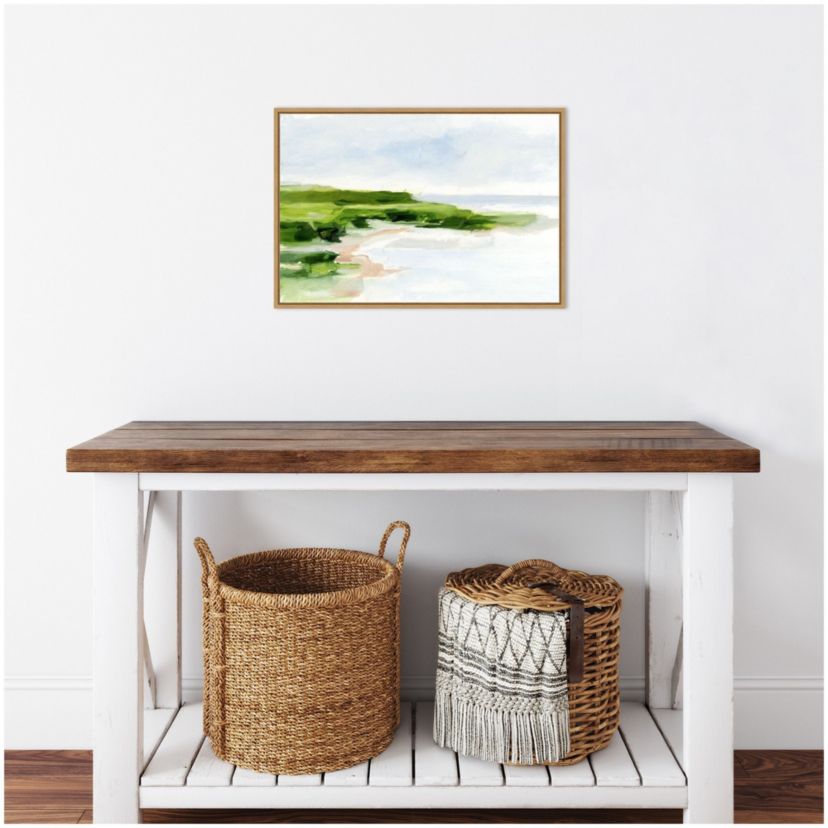 Blush Sandy Beach I Framed Canvas Wall Art Print