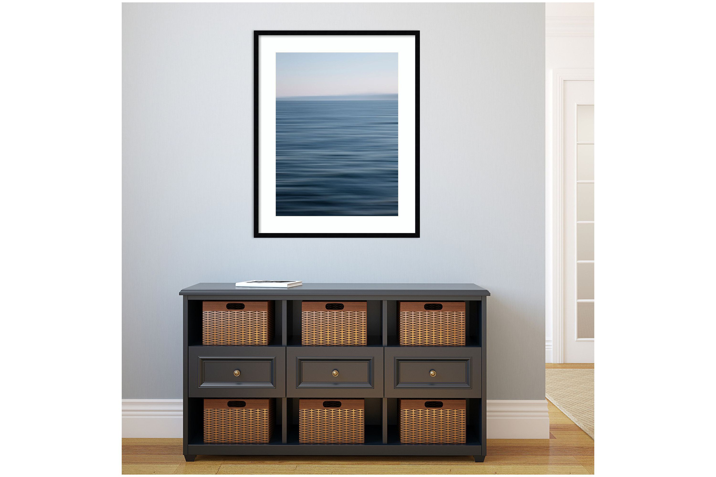 Abstract blue horizon Framed Wall Art Print