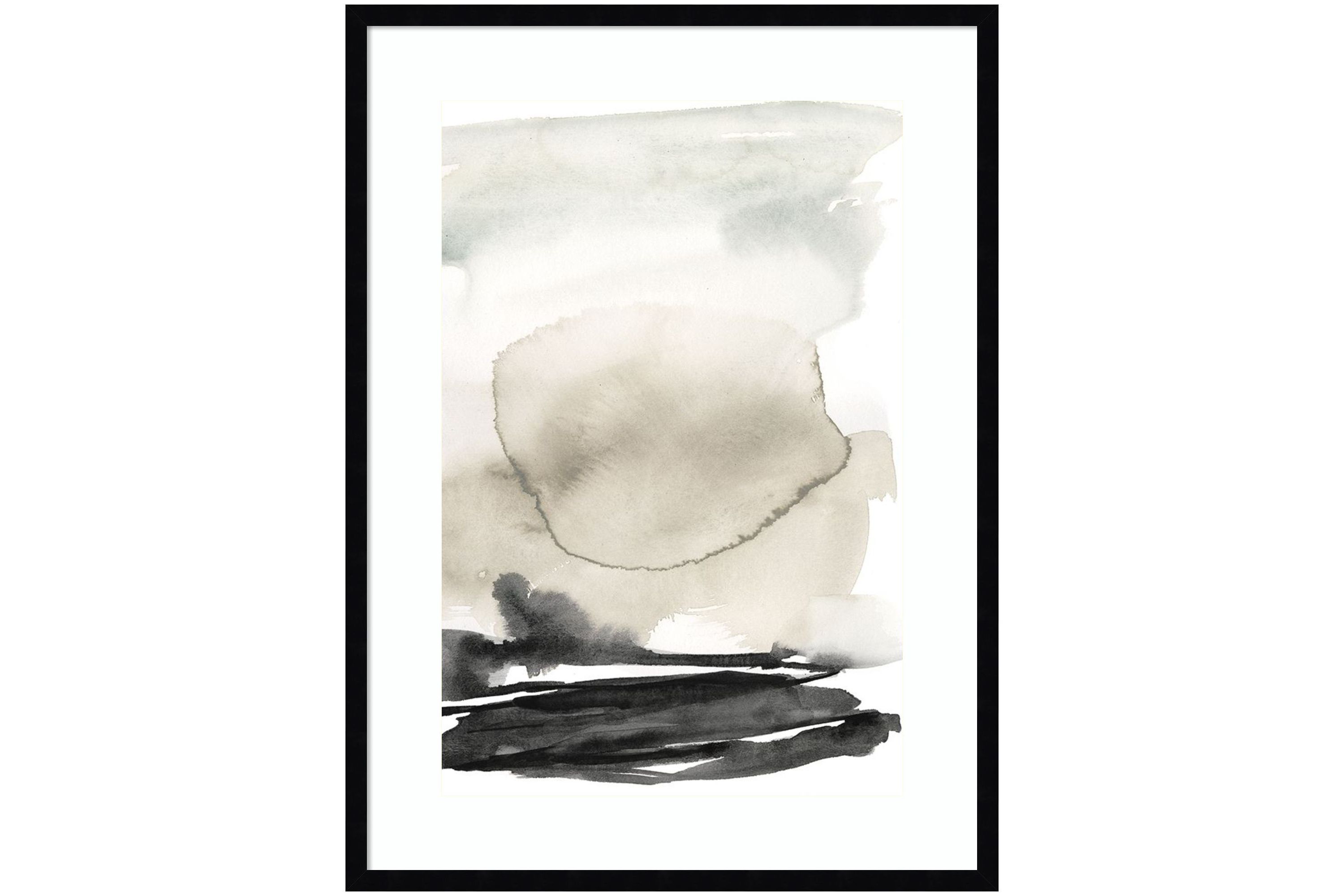 Ebony Horizon Triptych II by Jennifer Goldberger Wood Framed Wall Art Print