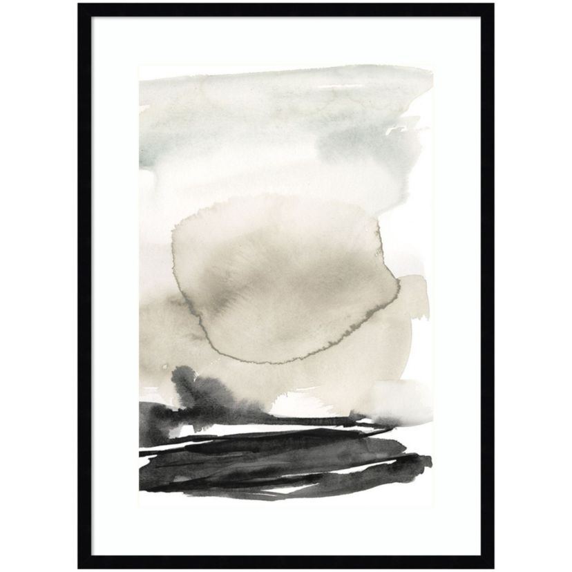 Ebony Horizon Triptych II by Jennifer Goldberger Wood Framed Wall Art Print
