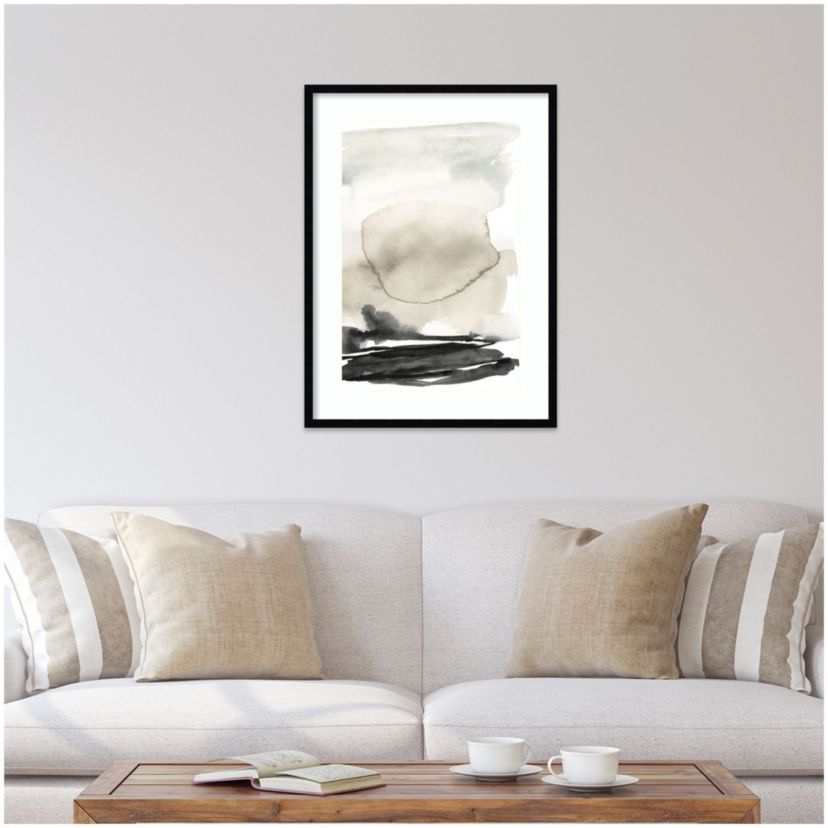 Ebony Horizon Triptych II by Jennifer Goldberger Wood Framed Wall Art Print