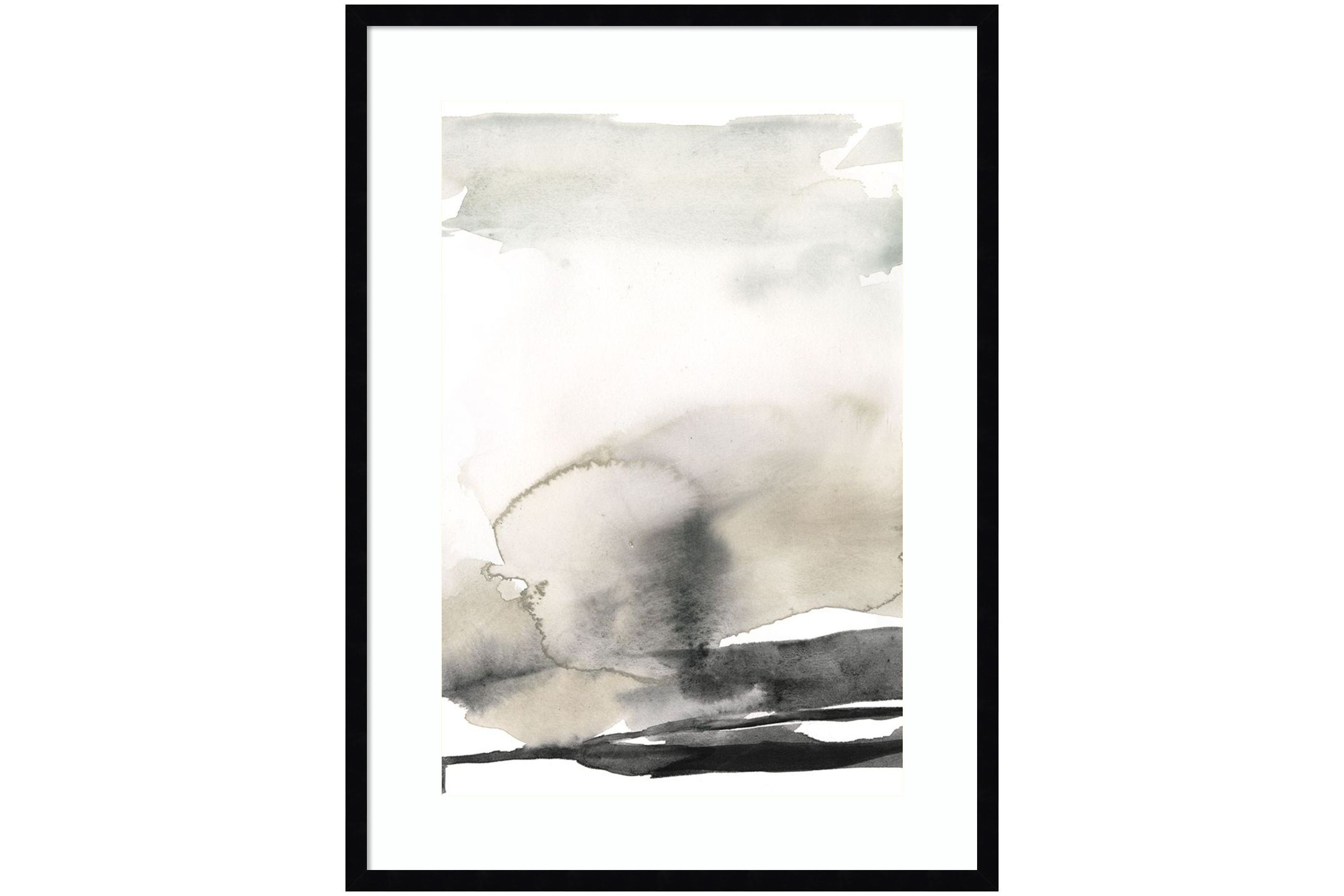 Ebony Horizon Triptych III by Jennifer Goldberger Wood Framed Wall Art Print