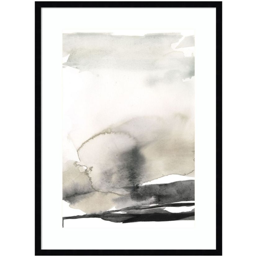 Ebony Horizon Triptych III by Jennifer Goldberger Wood Framed Wall Art Print