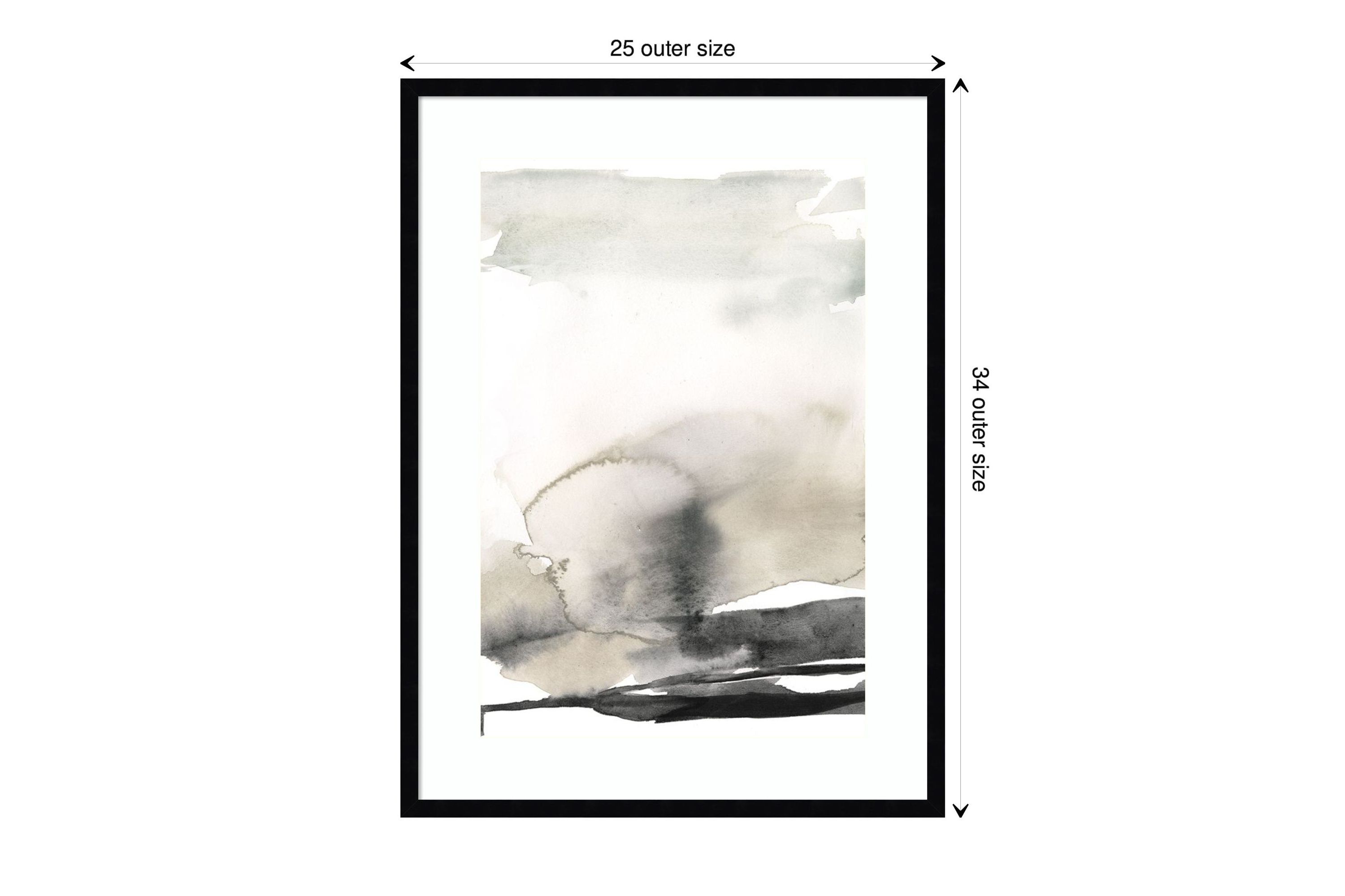 Ebony Horizon Triptych III by Jennifer Goldberger Wood Framed Wall Art Print