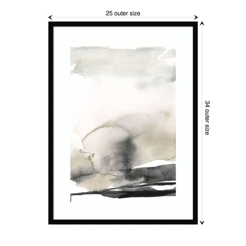 Ebony Horizon Triptych III by Jennifer Goldberger Wood Framed Wall Art Print