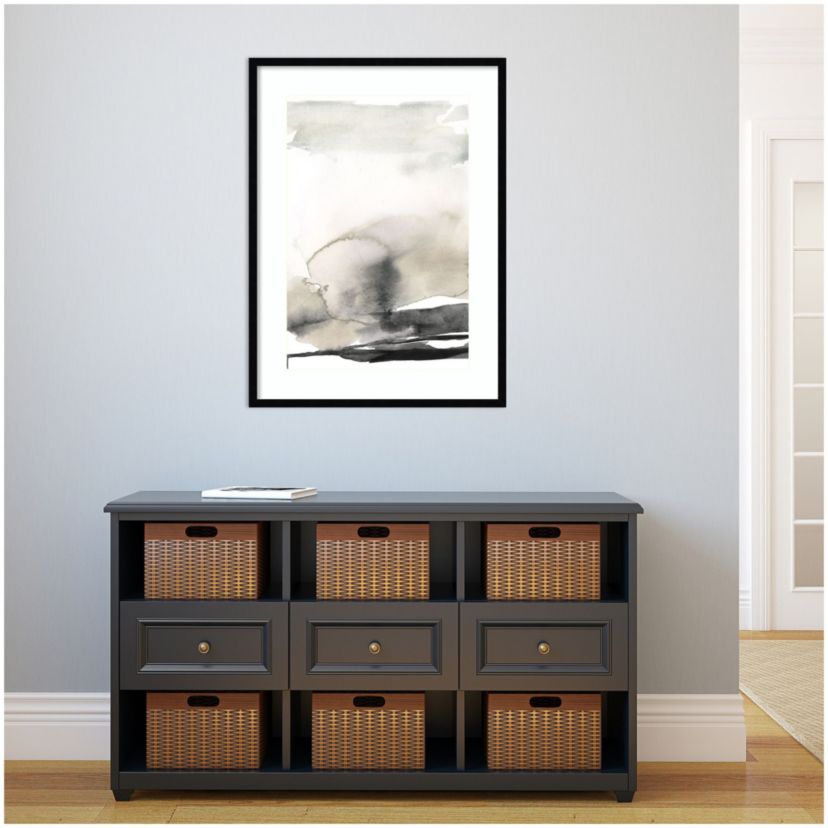 Ebony Horizon Triptych III by Jennifer Goldberger Wood Framed Wall Art Print