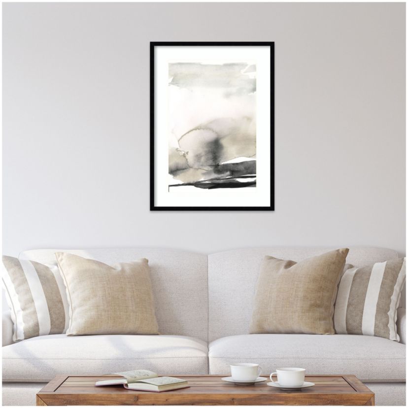 Ebony Horizon Triptych III by Jennifer Goldberger Wood Framed Wall Art Print