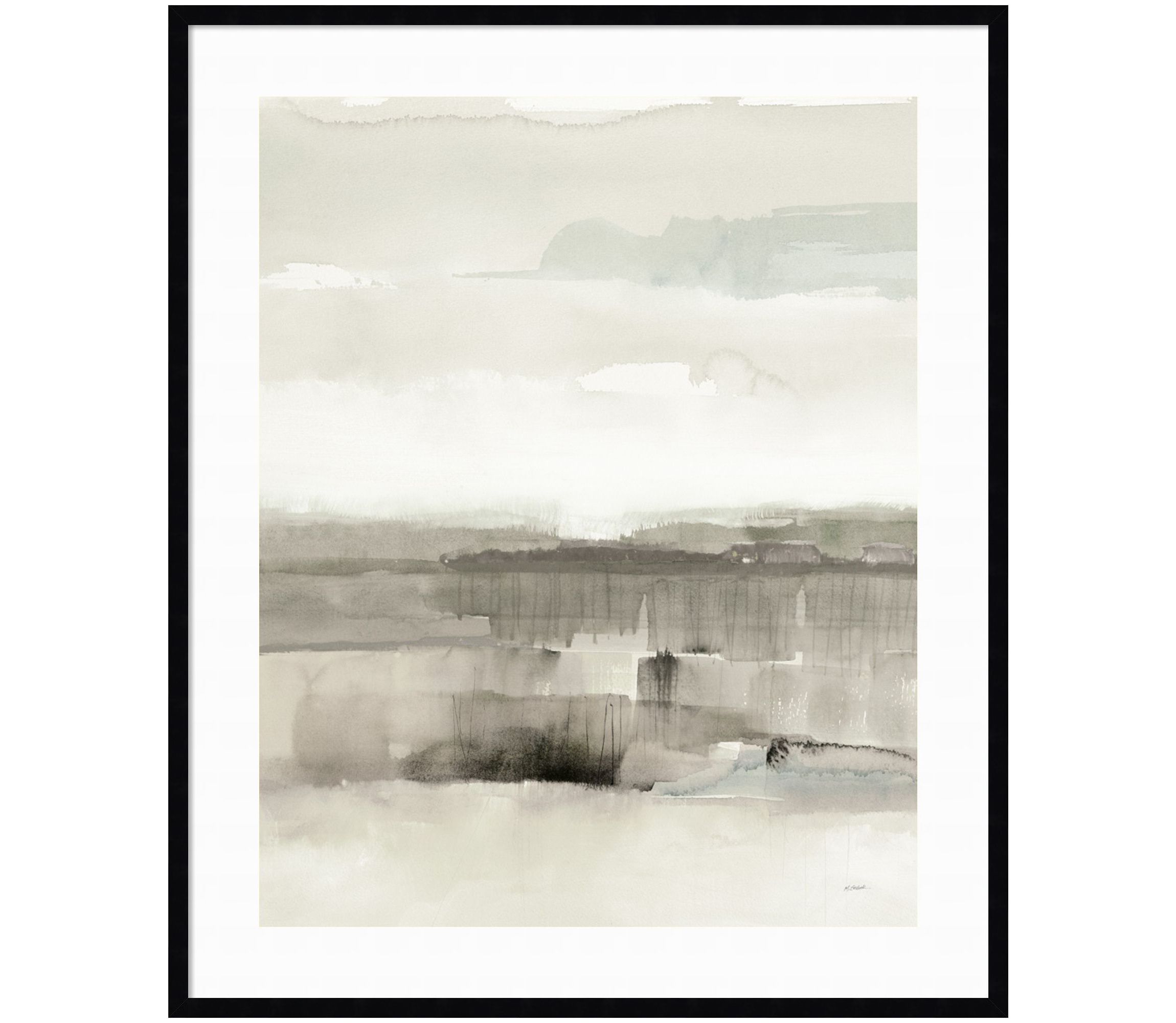 Influence of Line and Color Neutral Crop by Mike Schick Wood Framed Wall Art Print