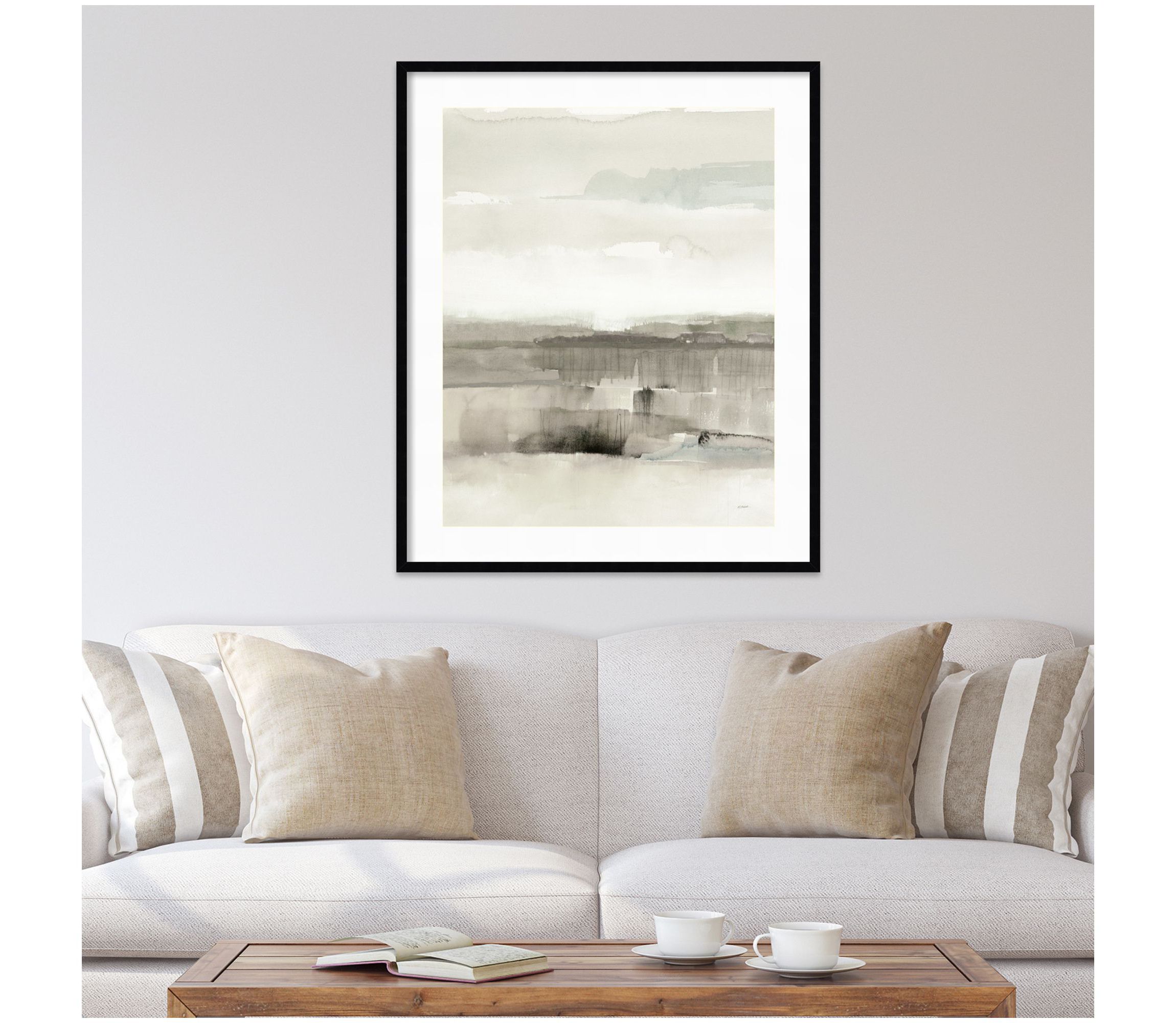 Influence of Line and Color Neutral Crop by Mike Schick Wood Framed Wall Art Print