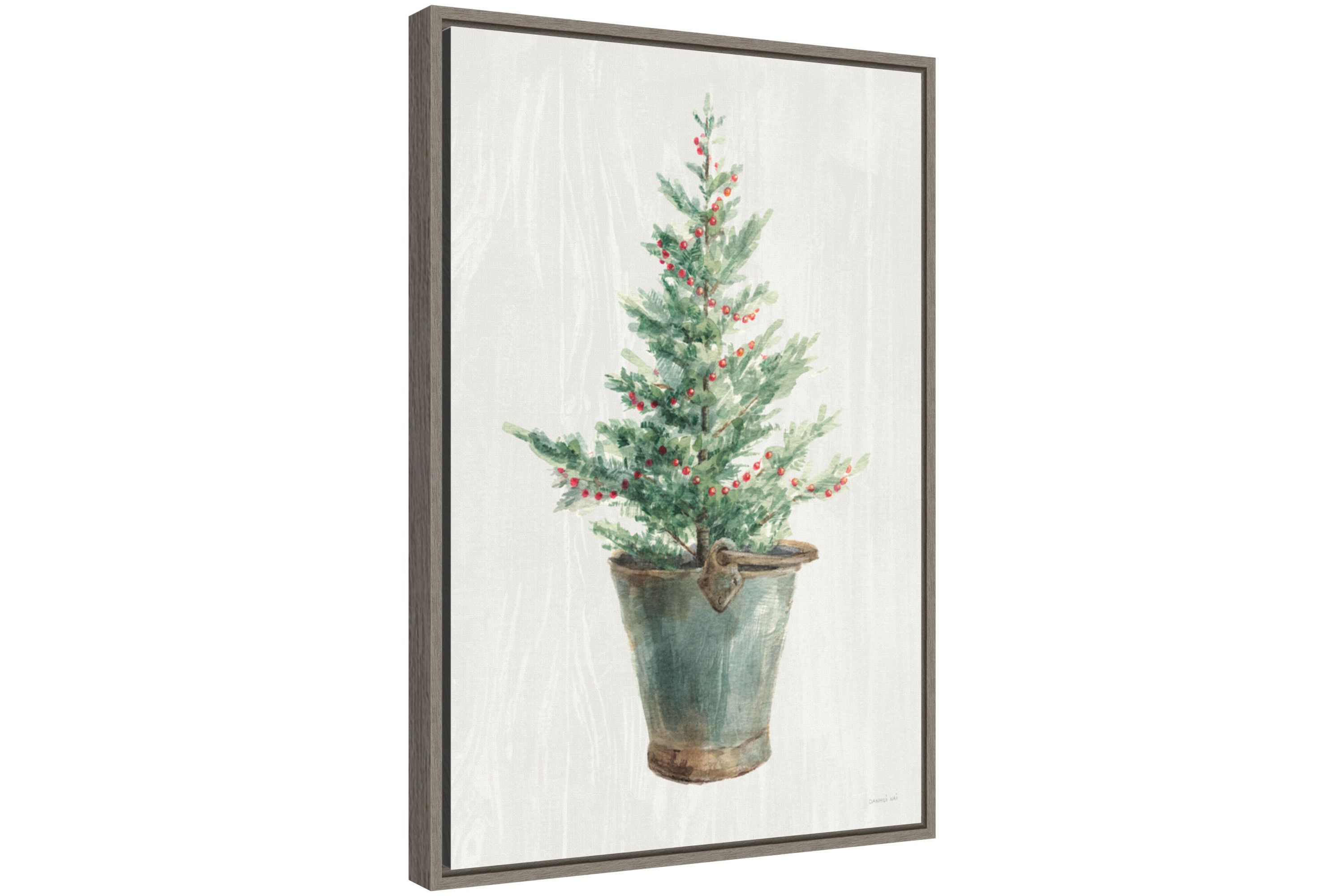 White and Bright Christmas Tree I Framed Canvas Wall Art Print